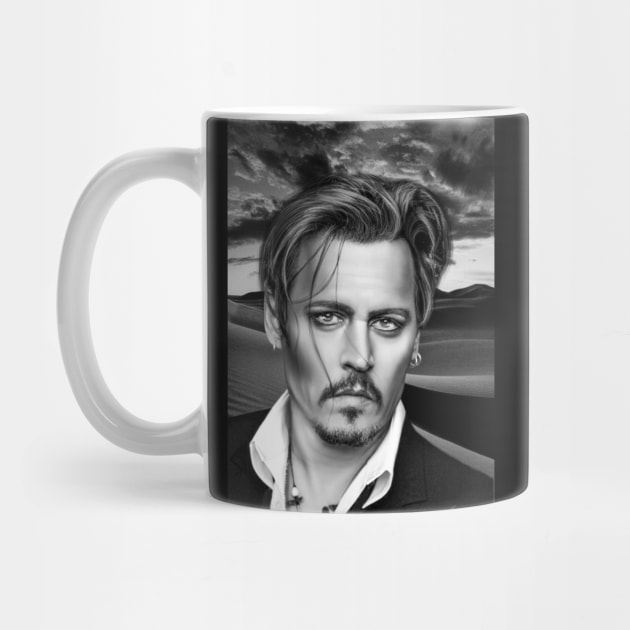 Jonny Portrait Illustration Support Depp Trail Digital Art by Relaxing Art Shop